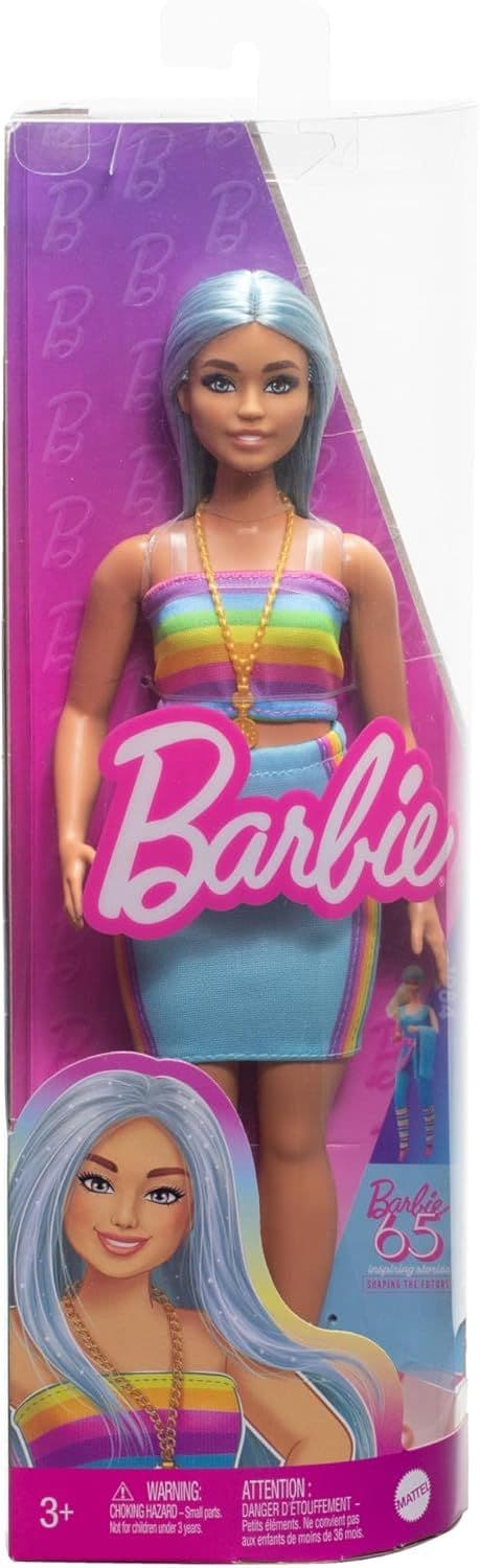 Barbie Fashionistas Doll with Blue Hair and Rainbow Top