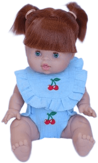 Cherry Frilled Bib & Diaper Doll Set  (Doll not included)