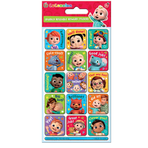 Cocomelon Sparkly Reuseable Reward Stickers