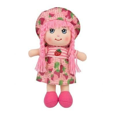 Cute Rag Doll Stuffed Fruit-Theme Toy With Yarn Hair Fruit Hat, and Dress
