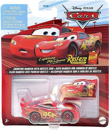 Disney Pixar Cars Lightning McQueen with Rusteze Sign