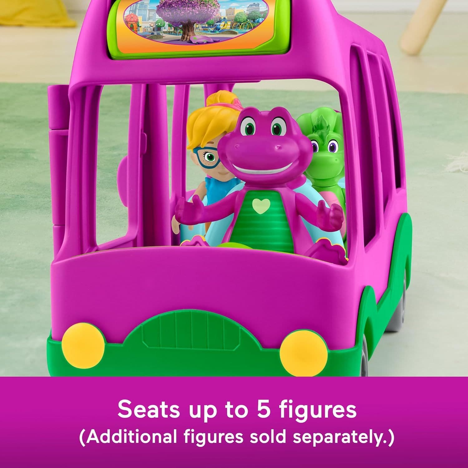 Fisher Price Barney S World Adventure Bus Push Along Vehicle Barney 
