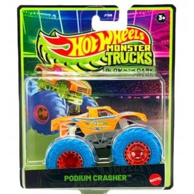 Hot Wheels Monster Trucks Glow- in -the Dark Podium Crasher