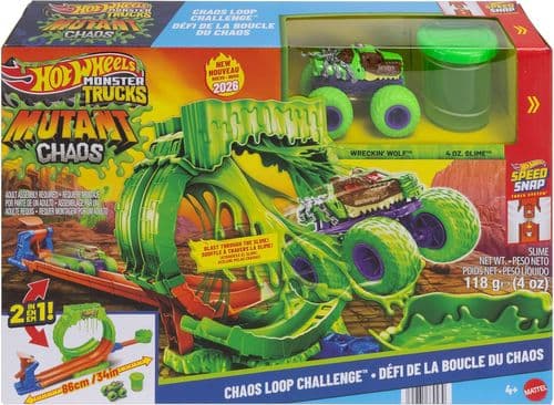 Hot Wheels Monster Trucks Toy Playset, Mutant Chaos, Loop Challenge