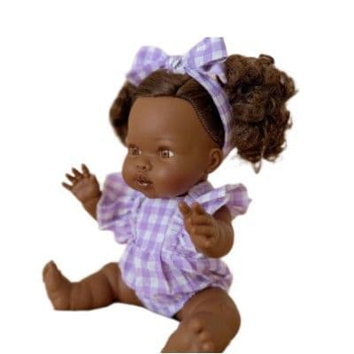 Lilac Gingham Doll Clothes Doll Romper Outfit   (Doll not included)