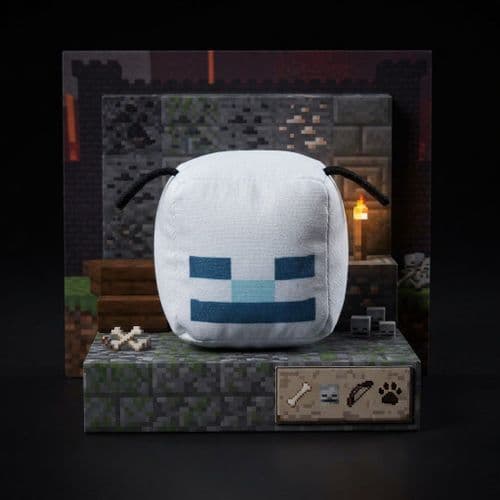 Minecraft 6" 15cm Cubed Soft Pet & Dog Toys With Rope Tags - Skeleton