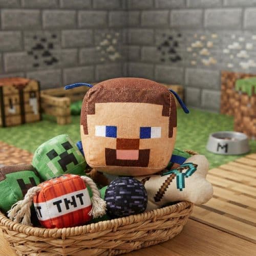 Minecraft 6" 15cm Cubed Soft Pet & Dog Toys With Rope Tags - Steve