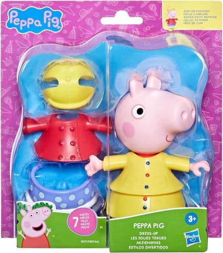 Peppa Pig Dress-Up Figure, 15 cm Doll with 6 Rain & Snow Fashion Accessories