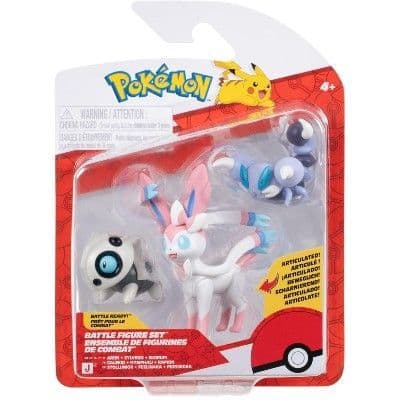 Pokémon Battle Figure 3 Pack - Aron and Skorupi and 3-Inch Sylveon 