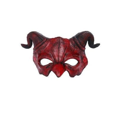 Scary Halloween Demon Mask With Ram Horns P Foam Half- Face Costume.