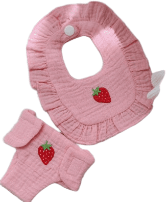 Strawberry Frilled Bib & Diaper Doll Set 34-38cm Dolls