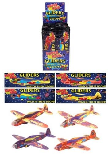 Super Hero Flying Plane Gliders Party Bag Fillers Pack of 4)
