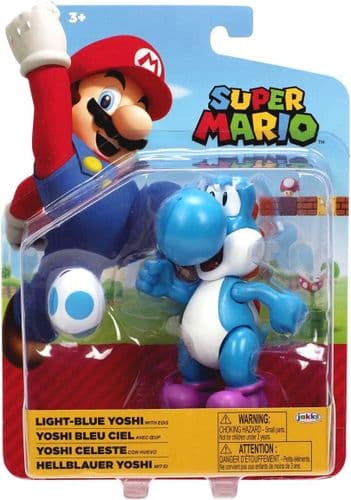 Super Mario 4" Inch Blue Yoshi Figure with Accessories