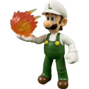 Super Mario 4- Inch Figure Fire Luigi with Fireball
