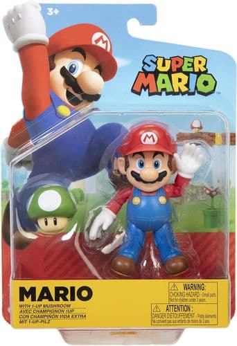 Super Mario 4-Inch Figure with 1Up Mushroom