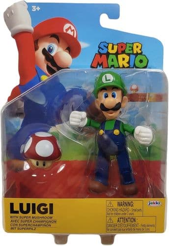 Super Mario 4-Inch Luigi with Red Mushroom