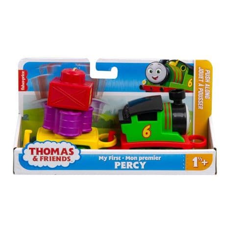 Thomas & Friends Toddler Toy My First Percy Push-Along Train with Stacking Cargo