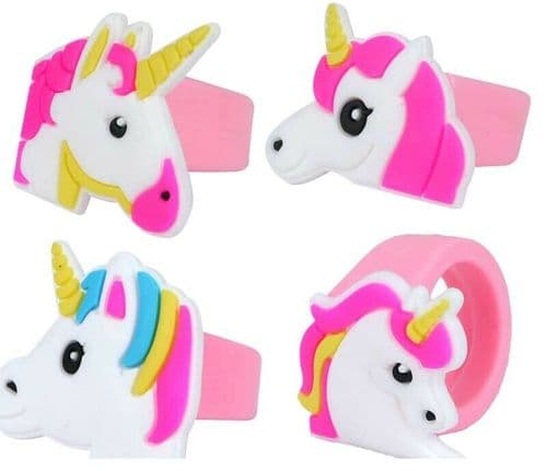 Unicorn Rubber Ring X4 Assortment Party Bag Fillers