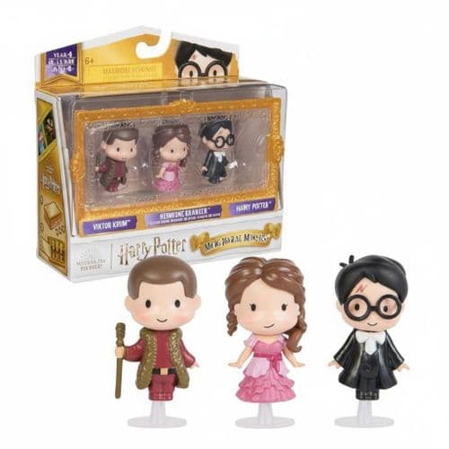 Wizarding World Harry Potter, Micro Magical Moments Year 4 Figure Set with Harry, Hermione & Viktor