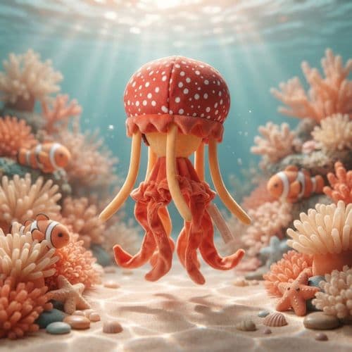 Zappi -Jellyfish Orange & White Soft Toy 33 cm