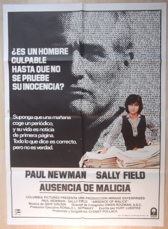 Original Film Posters - Absence of Malice | Paul Newman | Spanish Movie Poster