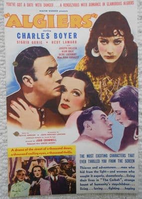 Algiers, Flyer/Herald, Charles Boyer, Hedy Lamarr, '38