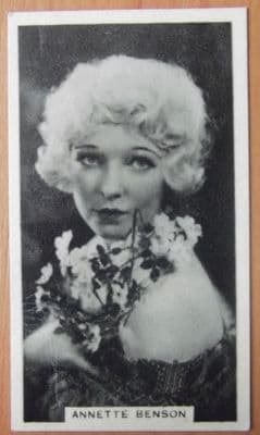 Annette Benson, Cigarette Card, Godfrey Phillips, Cinema Stars, 1930 card #11