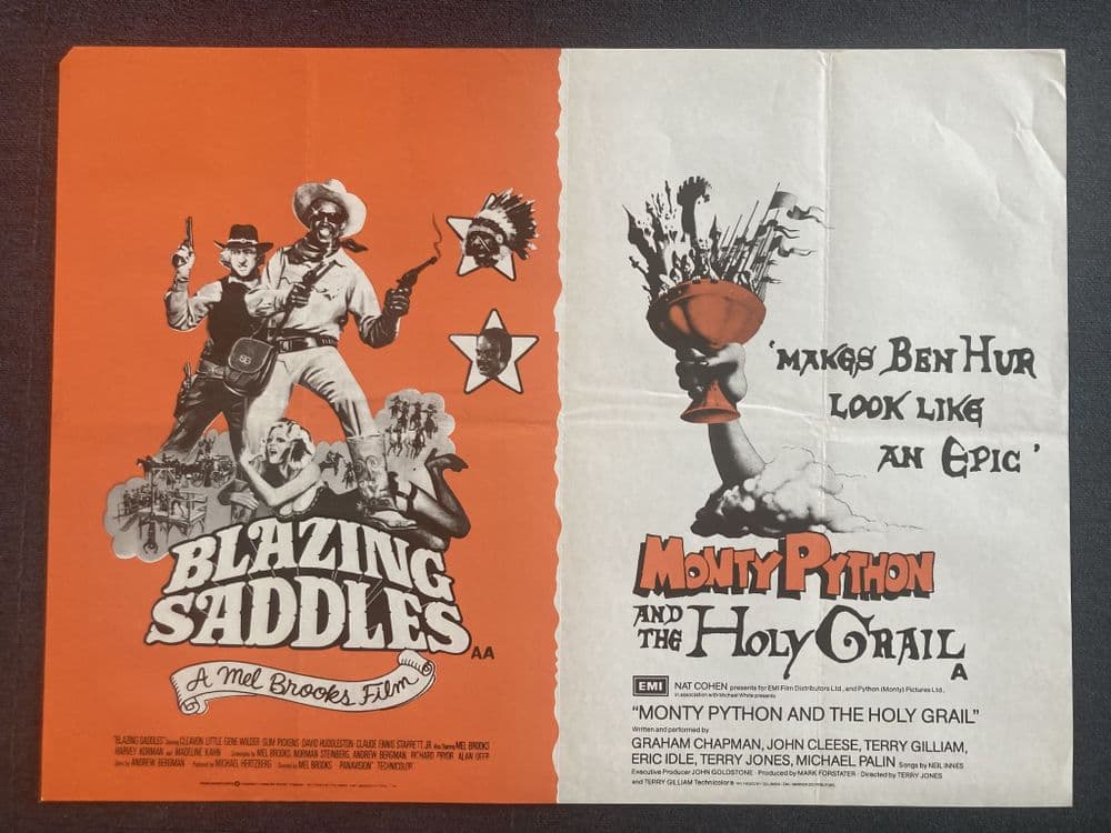 Blazing Saddles - Monty Python and the Holy Grail - UK Quad Film Poster ...