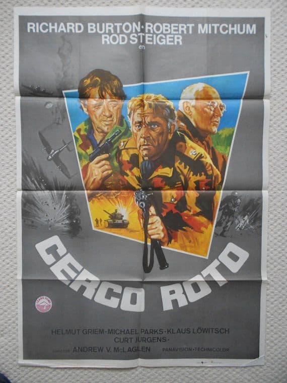 Breakthrough, Cerco Roto, Original Spanish Poster, Richard Burton, Mitchum, '79
