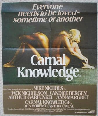 Carnal Knowledge, Original UK Film Poster, Jack Nicholson, Candice Bergen, Ann-Margret, '71