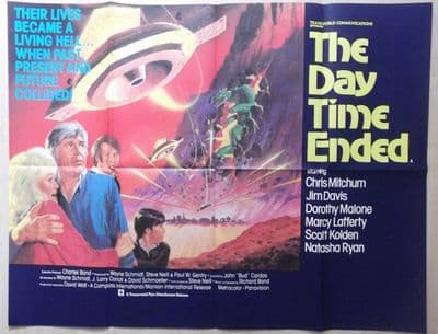 Day Time Ended, Original UK Quad Poster, FLYING SAUCERS vs DINOSAURS! '79