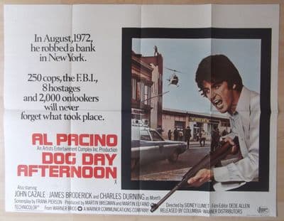Dog Day Afternoon, Original UK Quad Poster, Al Pacino robs a Bank!! '75