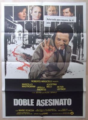 Double Murder, Spanish Movie Poster, Marcel Mastroianni, Ursula Andress '77