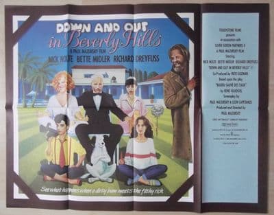 Down and Out in Beverly Hills, Original UK Quad Poster, Bette Midler, Nolte, '86