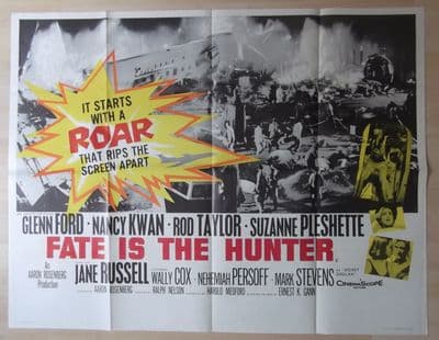 Fate is the Hunter , Original UK Quad Poster, Glenn Ford, Jane Russell,Kwan, '64