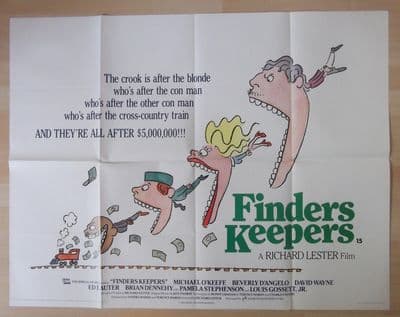 Finders Keepers, Original UK Quad Poster, Michael O'Keefe, Beverly D'Angelo, '84