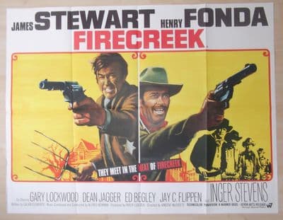 Firecreek, Original UK Quad Poster, James Stewart, Henry Fonda, BEST ART! '68