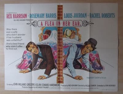 Flea in Her Ear, Original British Quad Poster, Rex Harrison, Rosemary Harris, 68