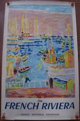 French Riviera by Jean Cavailles - Vintage Travel Poster 1953