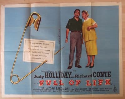 Full of Life, Original UK Quad Poster, Judy Holliday, Richard Conte, '56