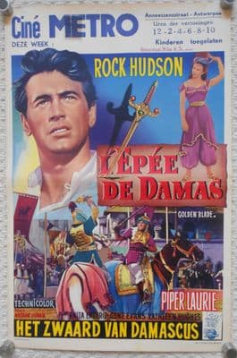 Golden Blade, Original Belgian Movie Poster, Rock Hudson, Piper Laurie, '53