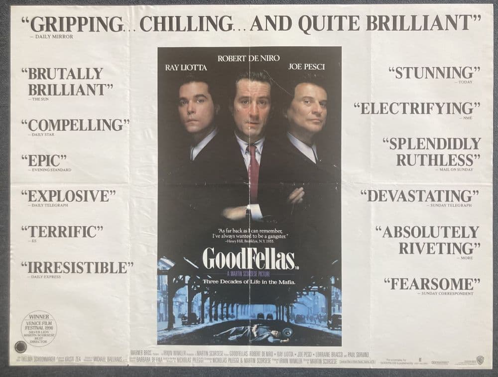 Goodfellas - UK Quad Film Poster Robert DeNiro Joe Pesci