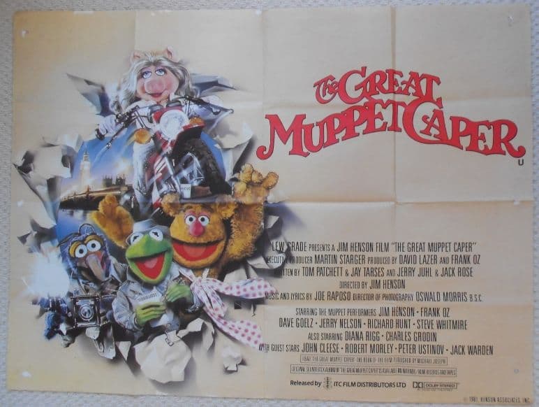 Great Muppet Caper Original UK Quad Poster Kermit & the gang Drew ...