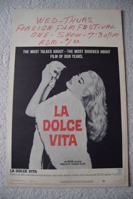 La Dolce Vita, US Window card, Federico Fellini, Anita Ekberg, '61
