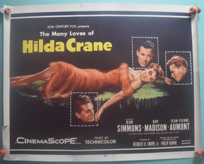 Many Loves of Hilda Crane, Original Half Sheet Poster, Jean Simmons, '56