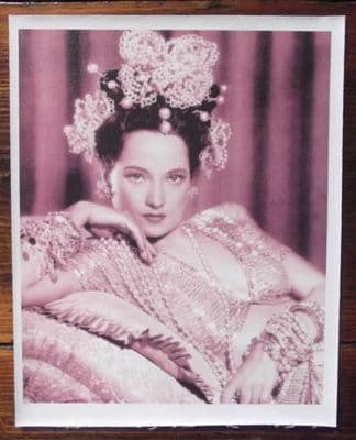 Merle Oberon, c80s print on linen in Costume!