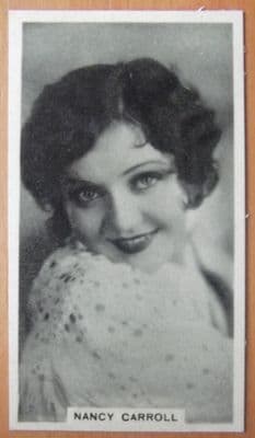 Nancy Carroll, Cigarette Card, Godfrey Phillips, Cinema Stars, 1930 card #18