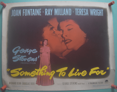 Something to Live For, Original Half Sheet poster, Joan Fontaine, Ray Milland, '52