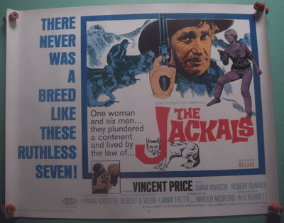 The Jackals, Original Half Sheet Poster, Vincent Price, '67