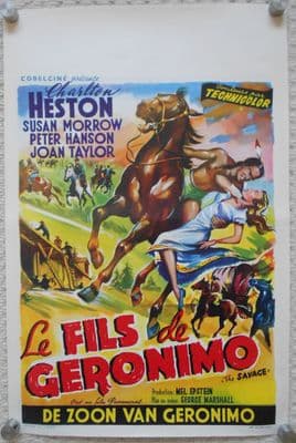 The Savage, Original Belgian Movie Poster, Charlton Heston, Susan Morrow, '52